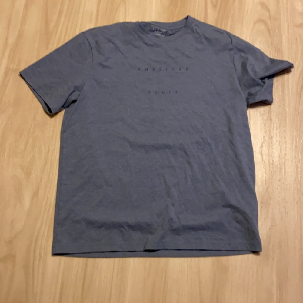 American Eagle Outfitters Dusty Blue Logo Crew Tee
